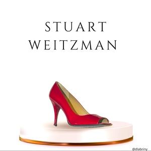Stuart Weitzman Red patent leather open toe pumps size 6.5